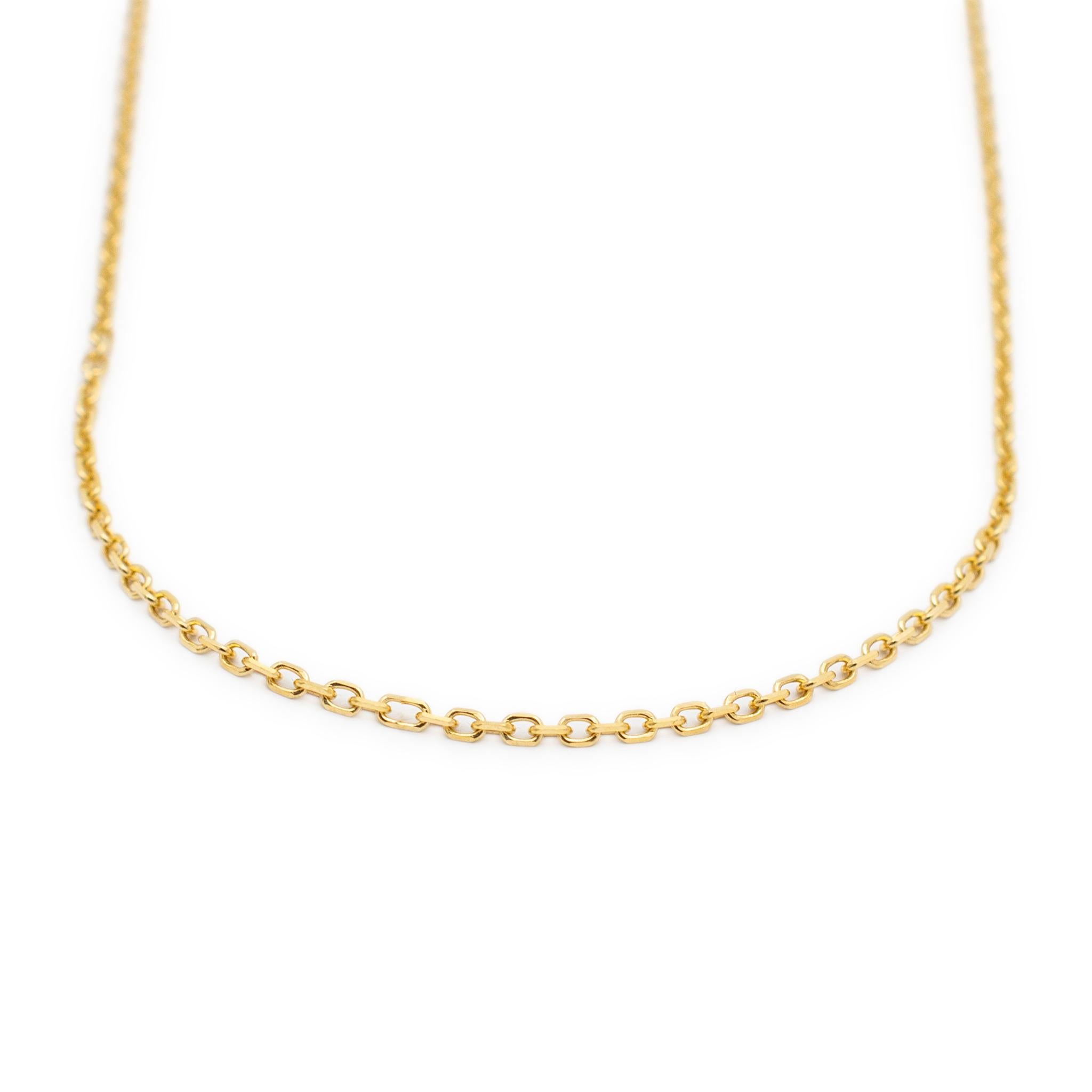 Ladies 14K Yellow Gold Rolo Chain Cable Necklace For Sale 1