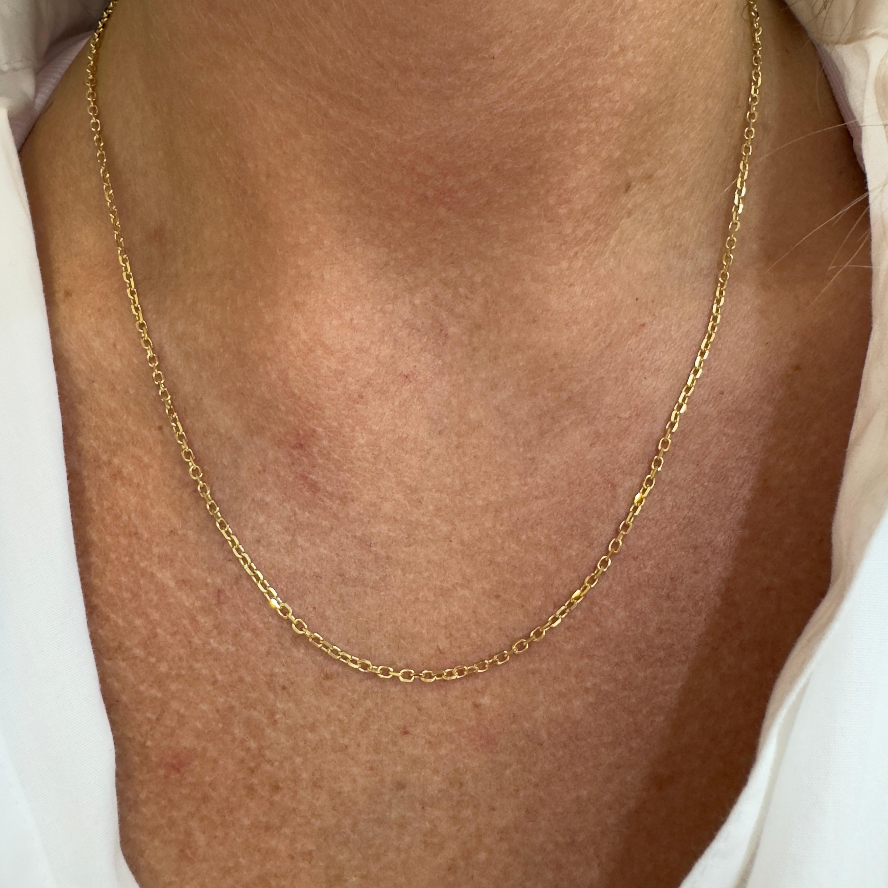Ladies 14K Yellow Gold Rolo Chain Cable Necklace For Sale 2