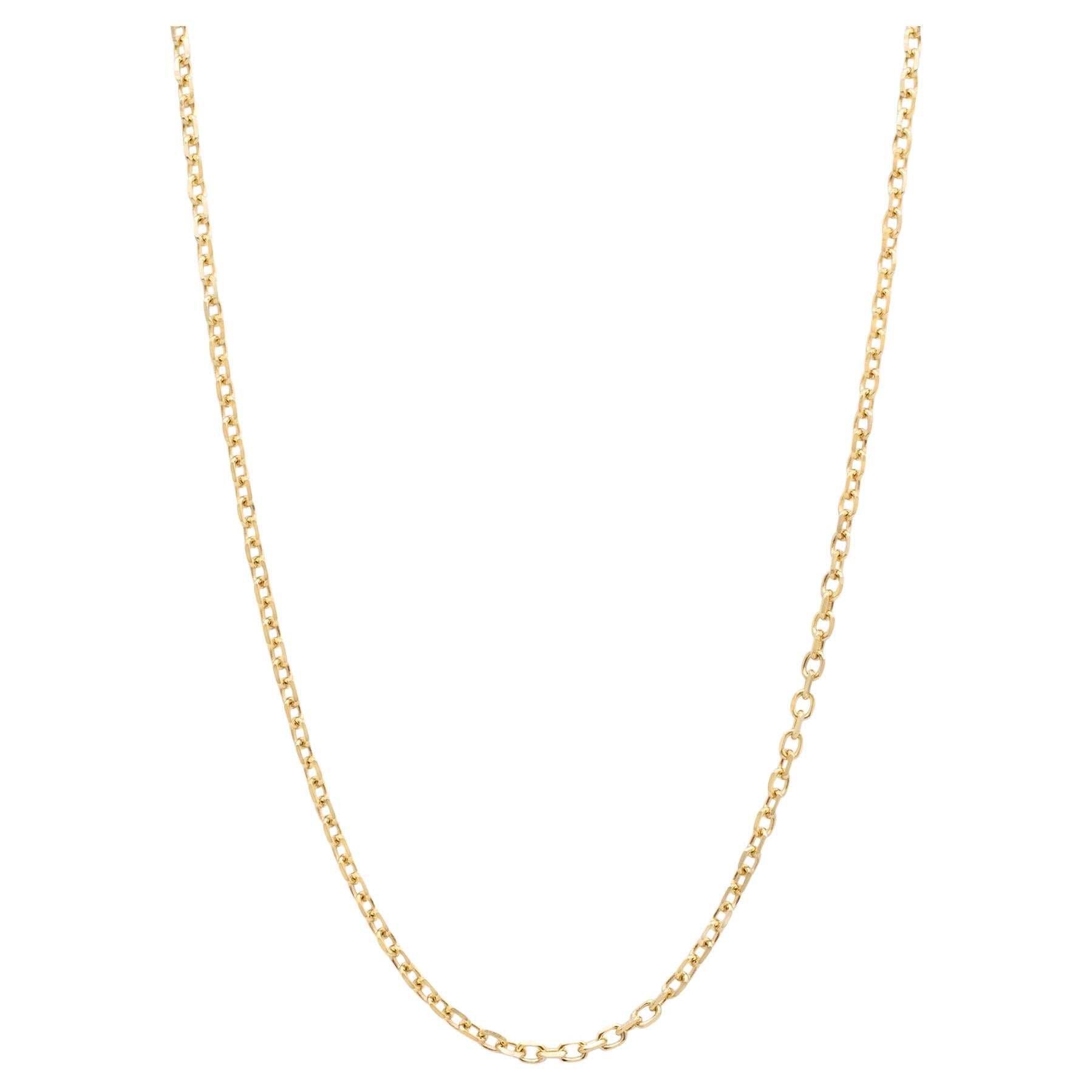 Ladies 14K Yellow Gold Rolo Chain Cable Necklace For Sale