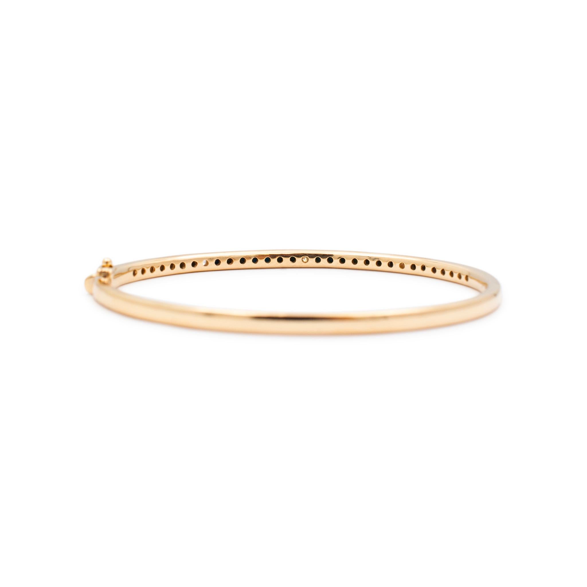 Bracelet jonc pour femmes en or jaune 14 carats avec turquoises rondes et diamants Pour femmes en vente