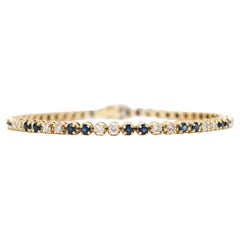 Bracelet de tennis en or jaune 14K avec saphir et diamant en alternance pour dames