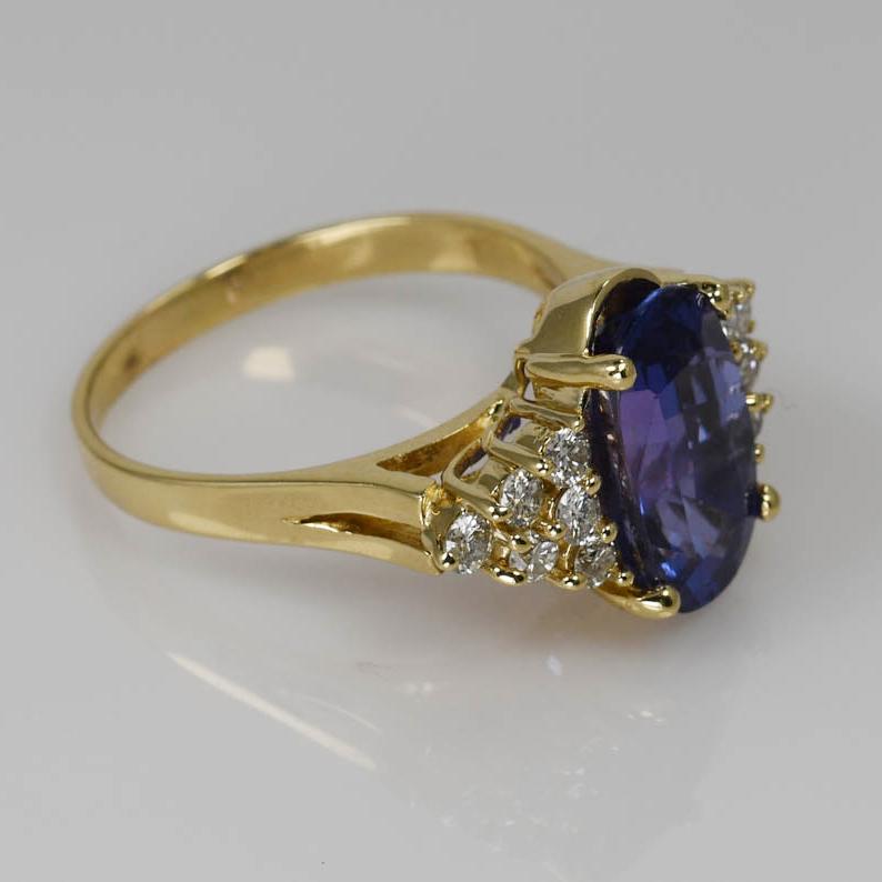 Women's 14k Yellow Gold Sapphire & Diamond Ring, 4.86ct .50tdw, 4.9g GIA  For Sale