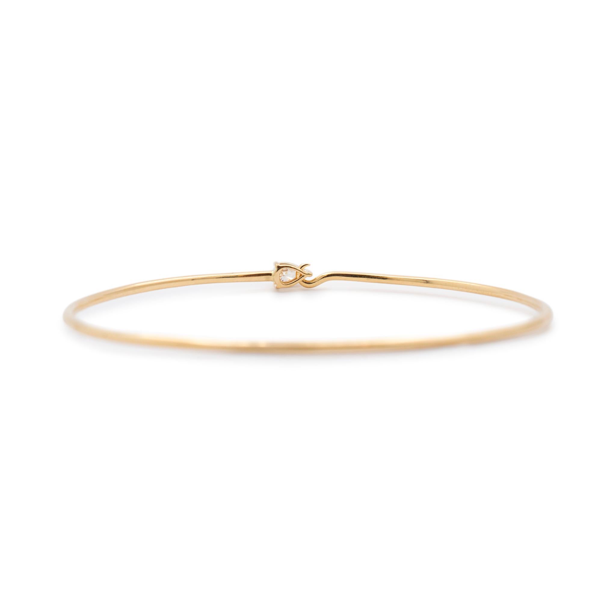 Geschlecht: Damen

Metall Typ: 14K Gelbgold

Länge: 5,50 Zoll

Breite: 1.45 mm

Gewicht: 3.82 Gramm

Diamant-Armband aus 14 Karat Gelbgold für Damen. Das Metall wurde getestet und es wurde festgestellt, dass es sich um 14 Karat Gelbgold handelt.