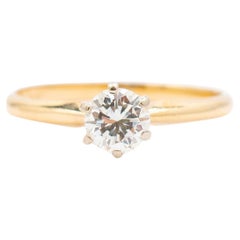 Vintage Ladies 14K Yellow Gold Solitaire Diamond Engagement Ring