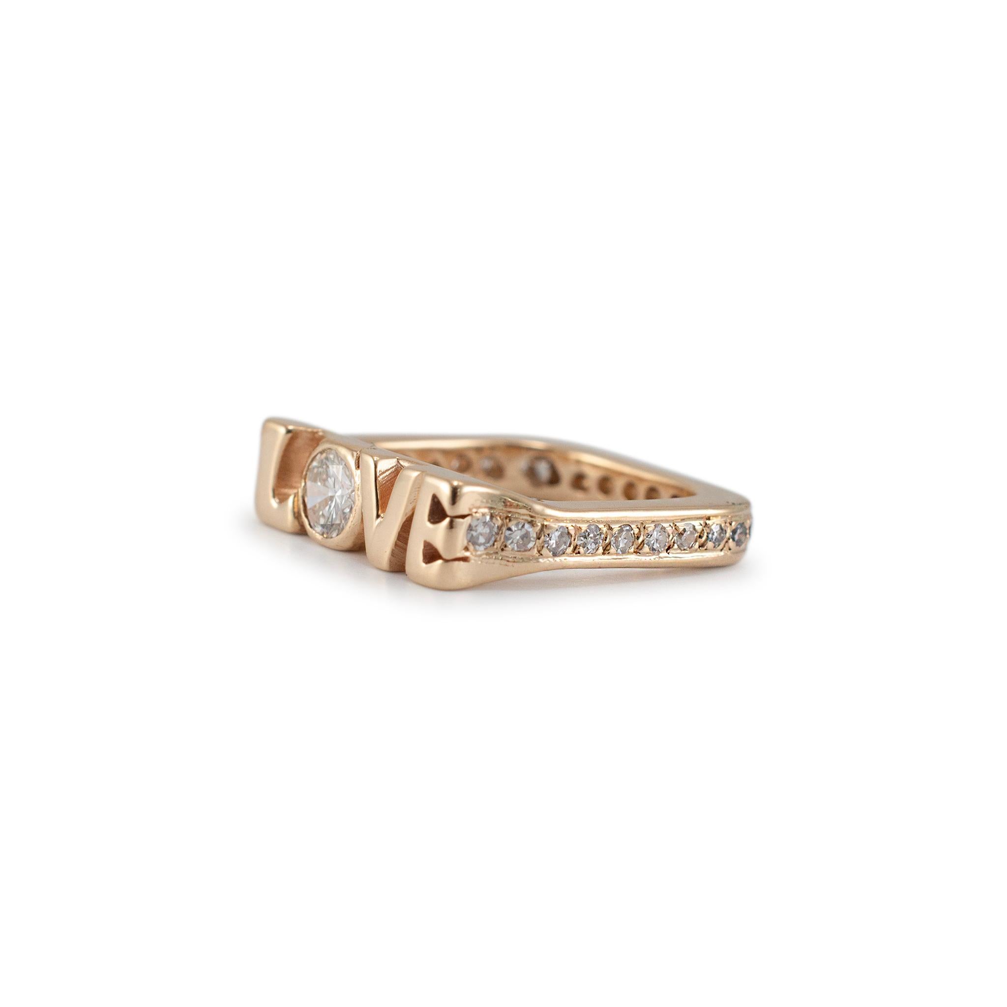 Damen 14k Gelbgold Quadratischer Eternity Diamant Love Band Ring im Zustand „Hervorragend“ in Houston, TX
