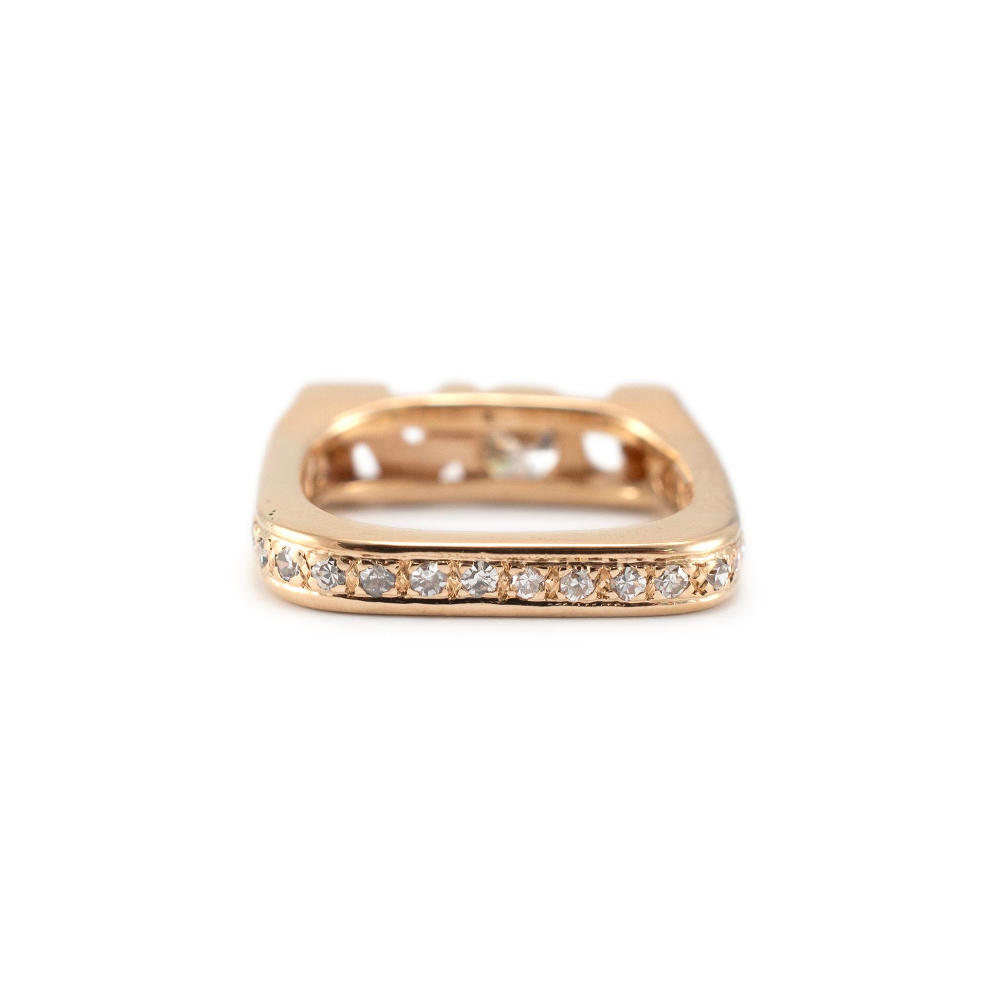 Damen 14k Gelbgold Quadratischer Eternity Diamant Love Band Ring 2