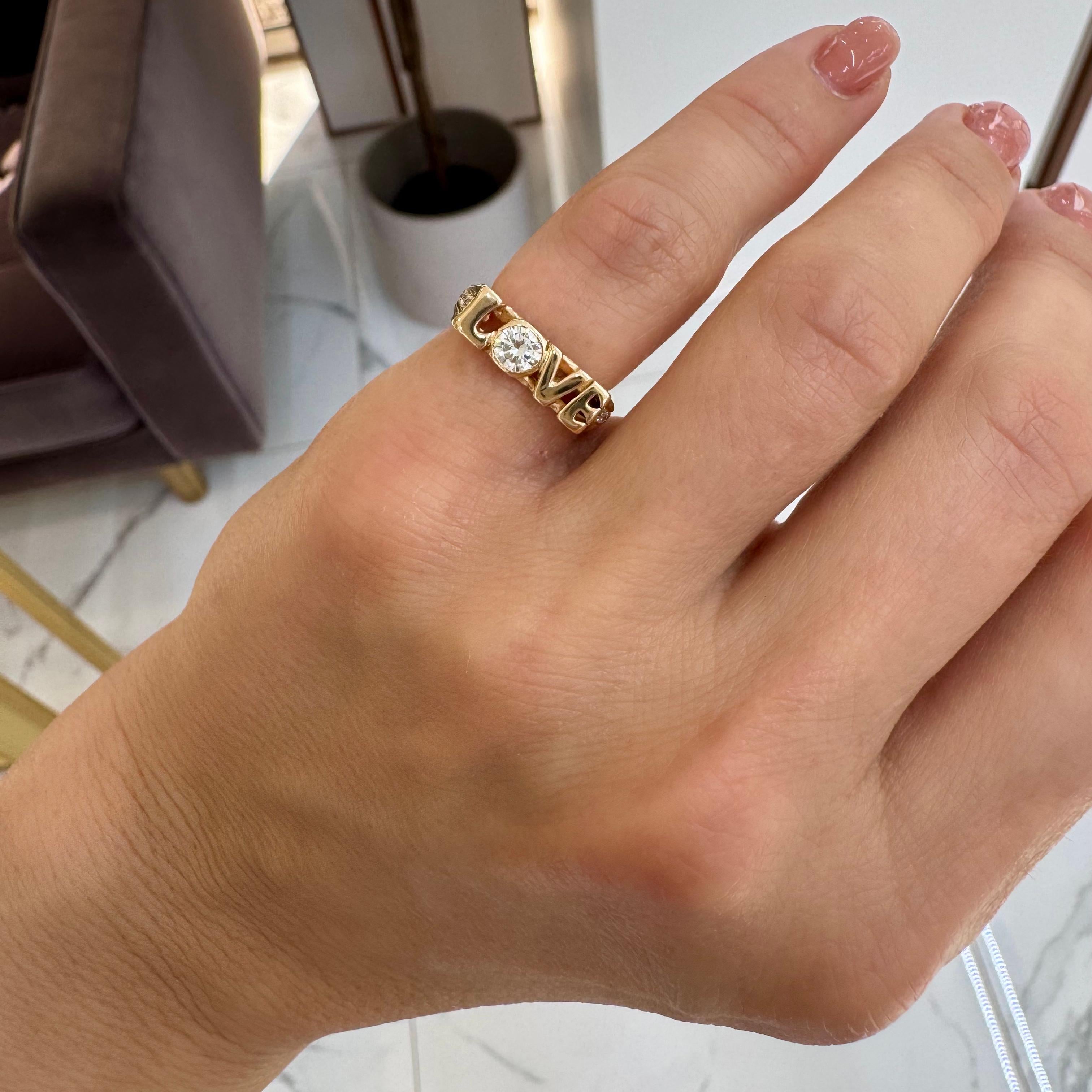 Damen 14k Gelbgold Quadratischer Eternity Diamant Love Band Ring 3