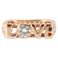 Damen 14k Gelbgold Quadratischer Eternity Diamant Love Band Ring