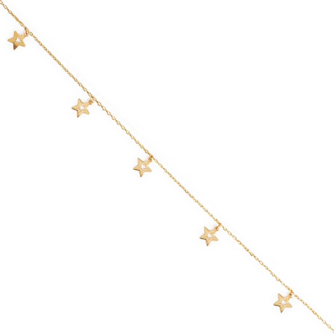 Ladies 14k Yellow Gold Stars Collar Necklace In Excellent Condition For Sale In Houston, TX