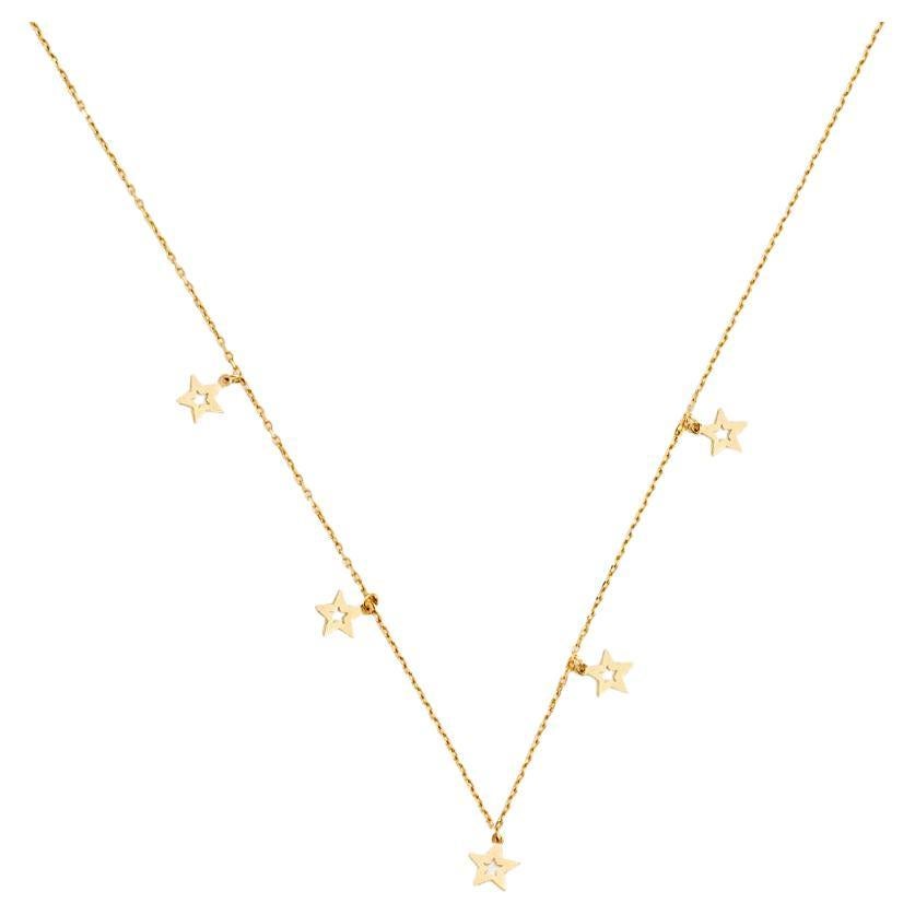 Ladies 14k Yellow Gold Stars Collar Necklace