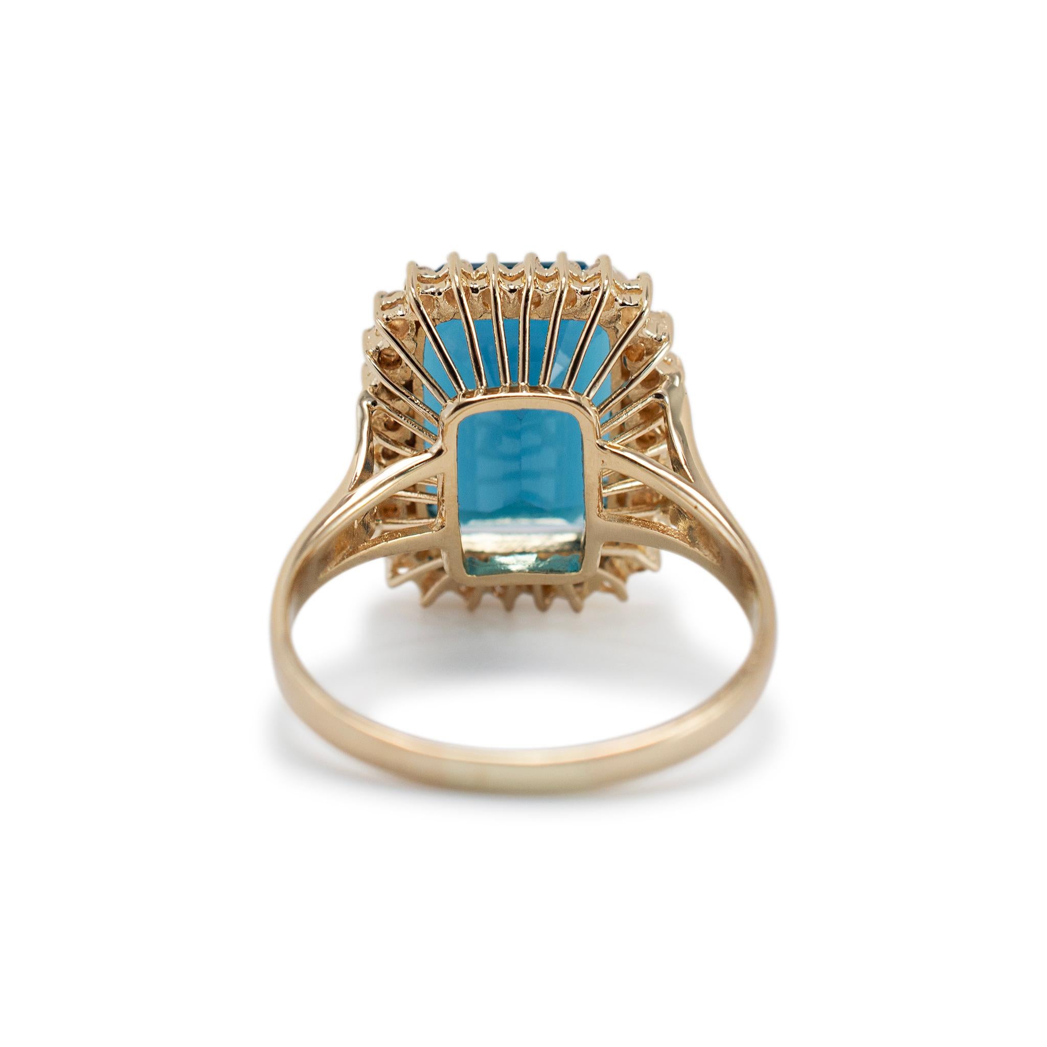 De las mujeres Anillo de cóctel de diamantes con halo de topacio en oro amarillo de 14 quilates para señora en venta