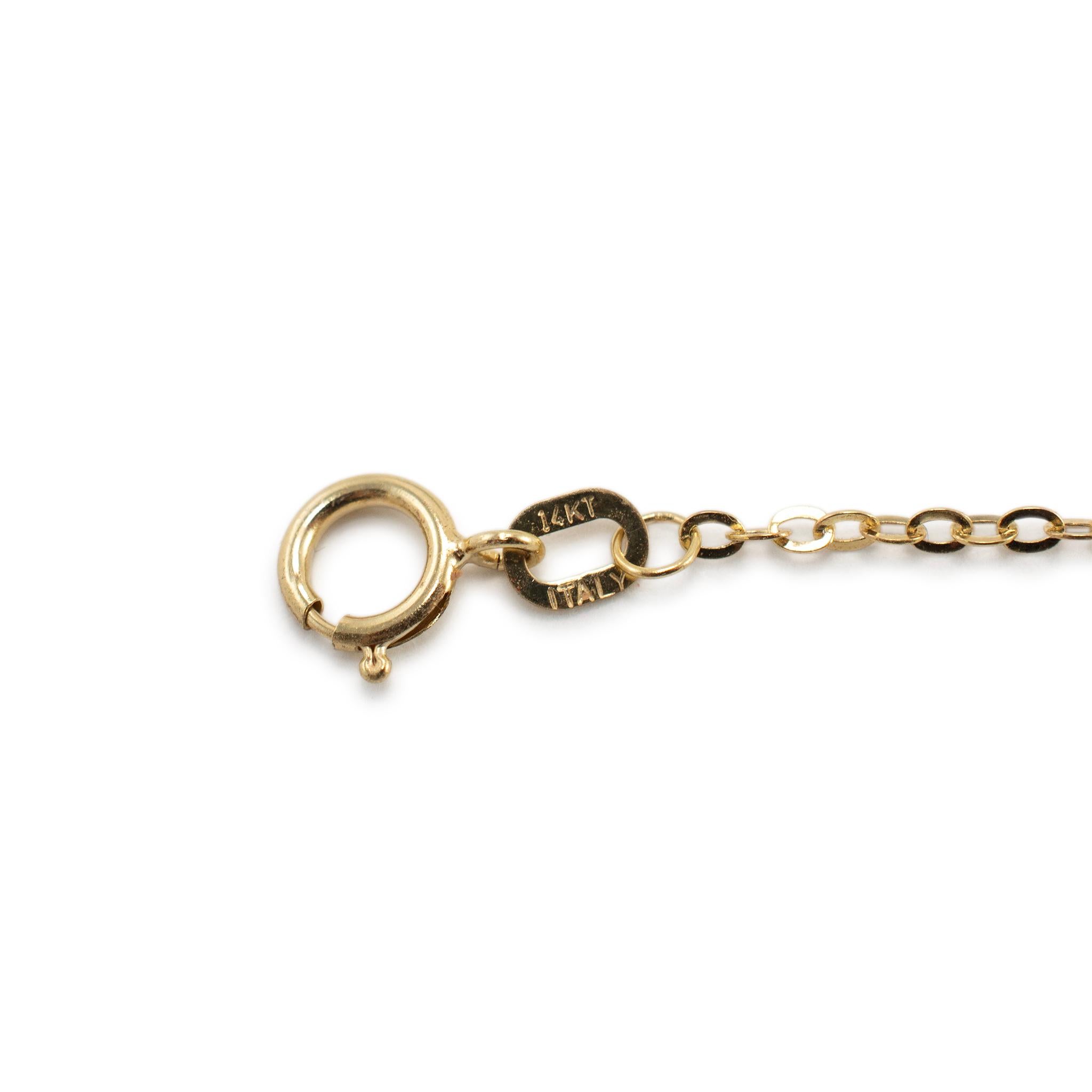 Ladies 14K Yellow Gold Turquoise Station Chain Necklace In condizioni ottime in vendita a Houston, TX