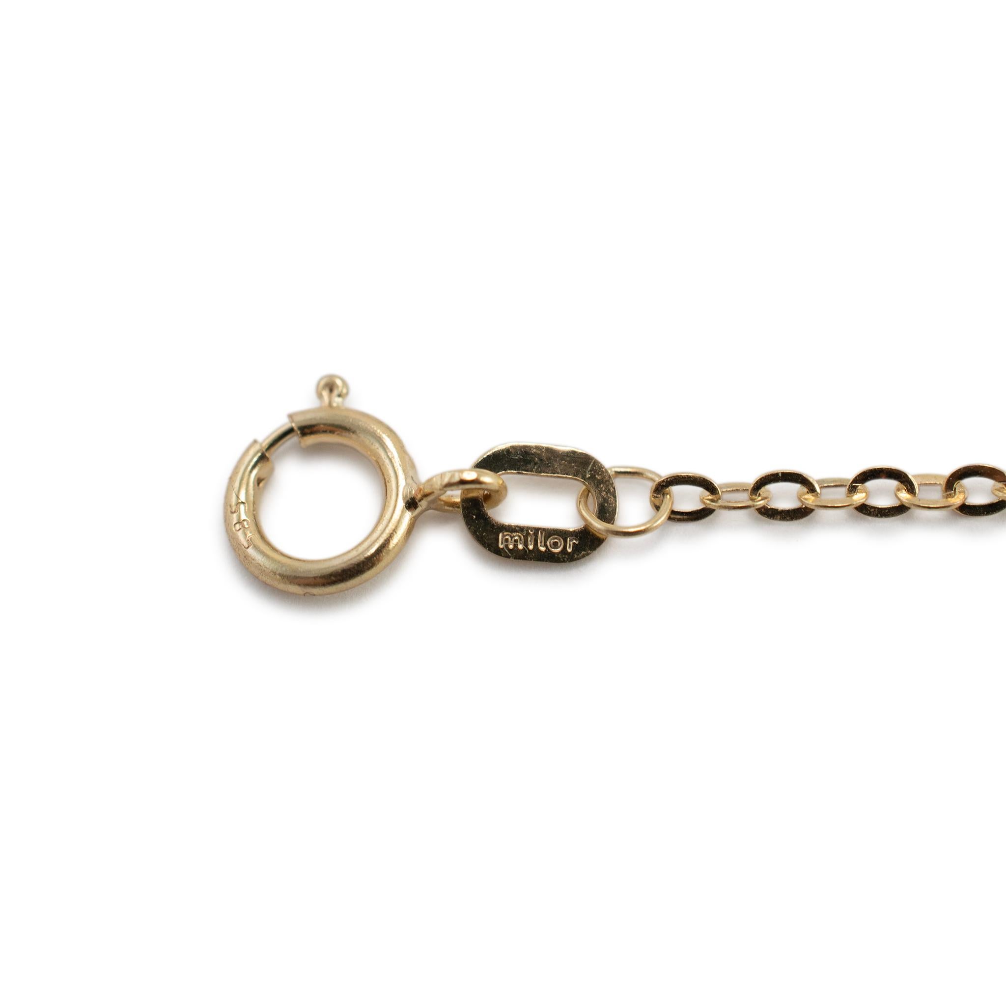 Donna Ladies 14K Yellow Gold Turquoise Station Chain Necklace in vendita