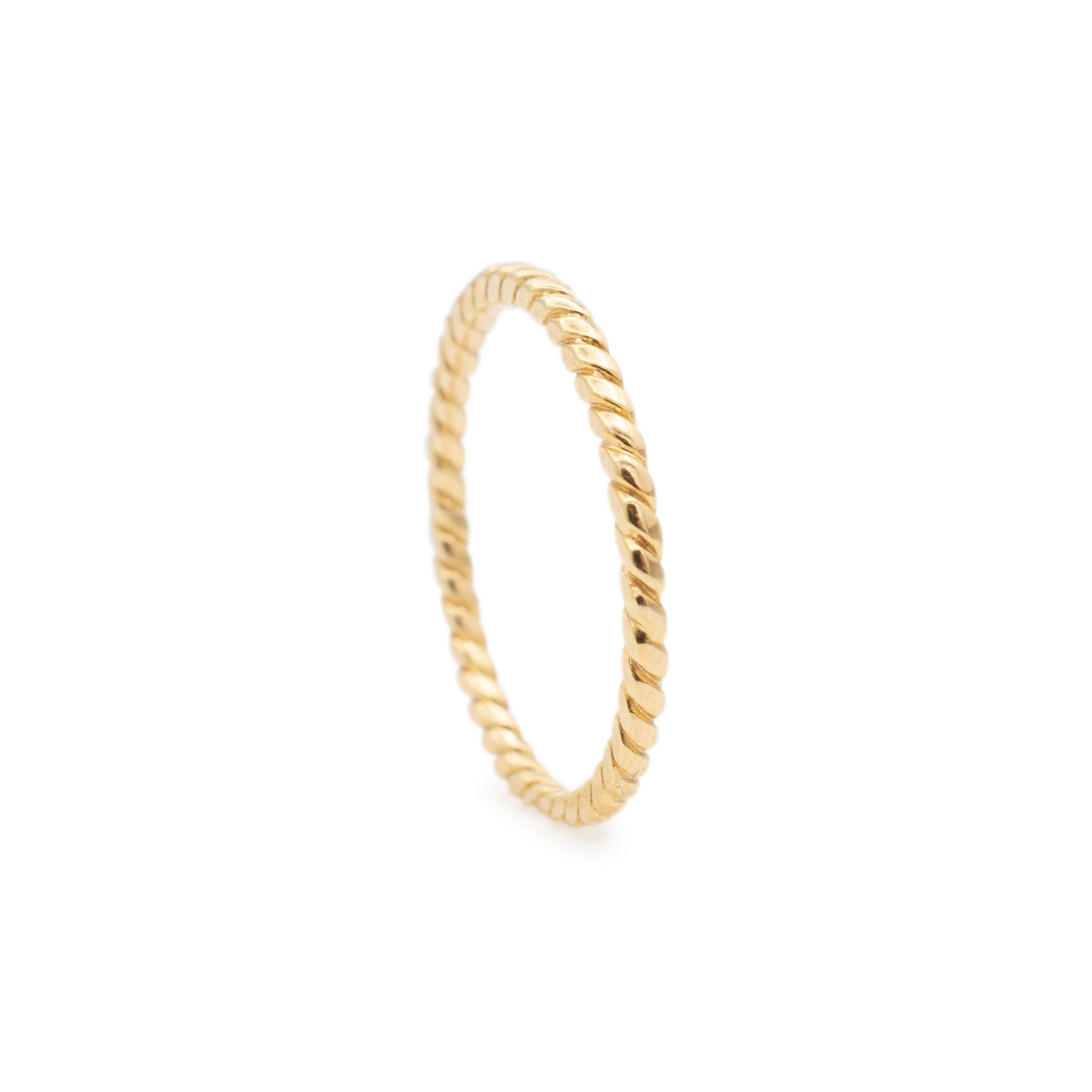 Women's Ladies 14K Yellow Gold Twisted Rope Stackable Band Ring For Sale