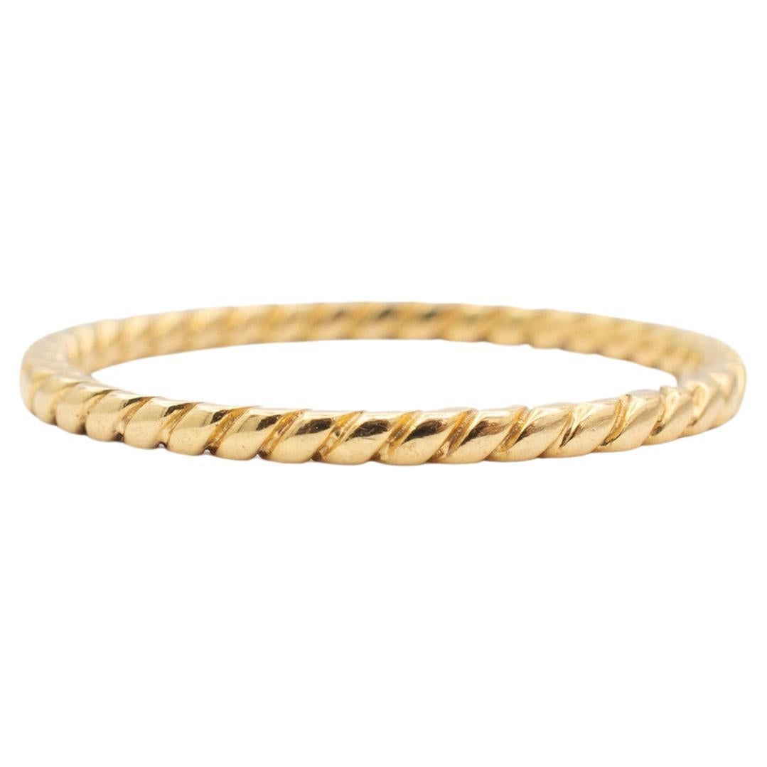 Ladies 14K Yellow Gold Twisted Rope Stackable Band Ring For Sale