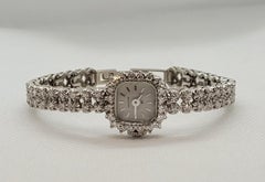 Ladies 14kt White Gold 1.00cttw Diamond Hamilton Watch 1970's, Quartz, Warranty