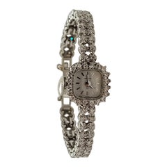 Ladies 14kt White Gold Diamond Hamilton Watch, 1970's, Quartz, Serviced, Warranty