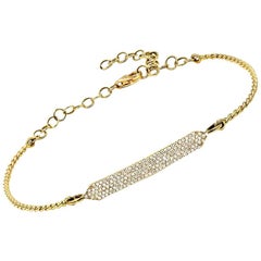 Ladies 14kt Yellow Gold 0.36 carat Diamond Micro Pave ID Bracelet