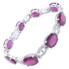 Ladies 18 Carat White Gold Ruby and Diamond Bracelet