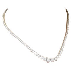 Ladies 18 Karat White Gold Diamond Tennis Necklace