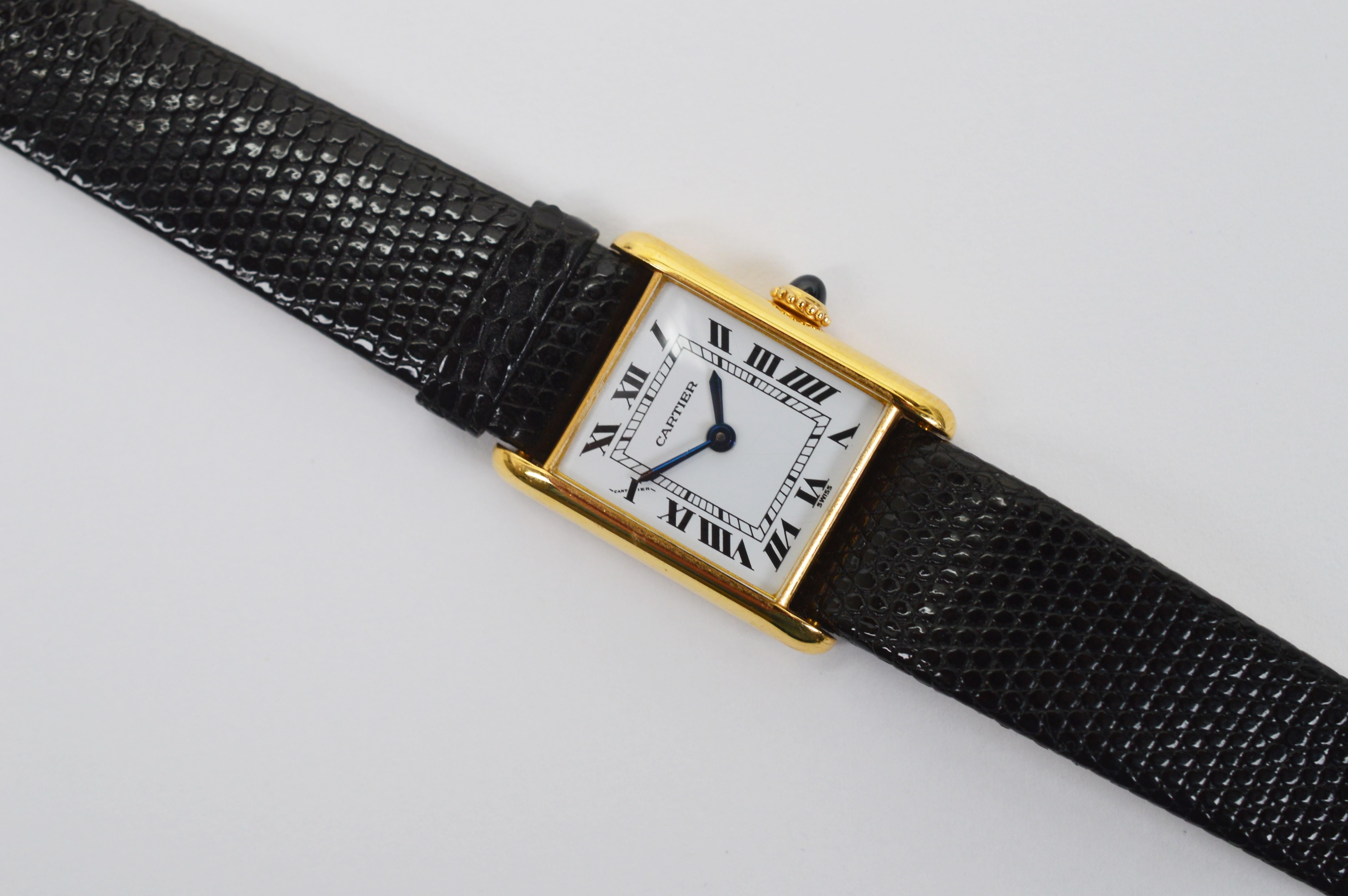 Circa 1960's, this sophisticated yet functional Ladies watch style by Cartier was all the rage and is still relevant today. The slender lines of the Cartier tank and design created by its maker over 100 years ago, continue to make this model a