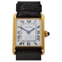 Retro Ladies 18 Karat Yellow Gold Cartier Classic Tank Watch