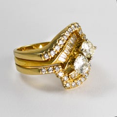Ladies 18 Karat Yellow Gold Diamond Ring 2.80 Carat Total Diamond Weight