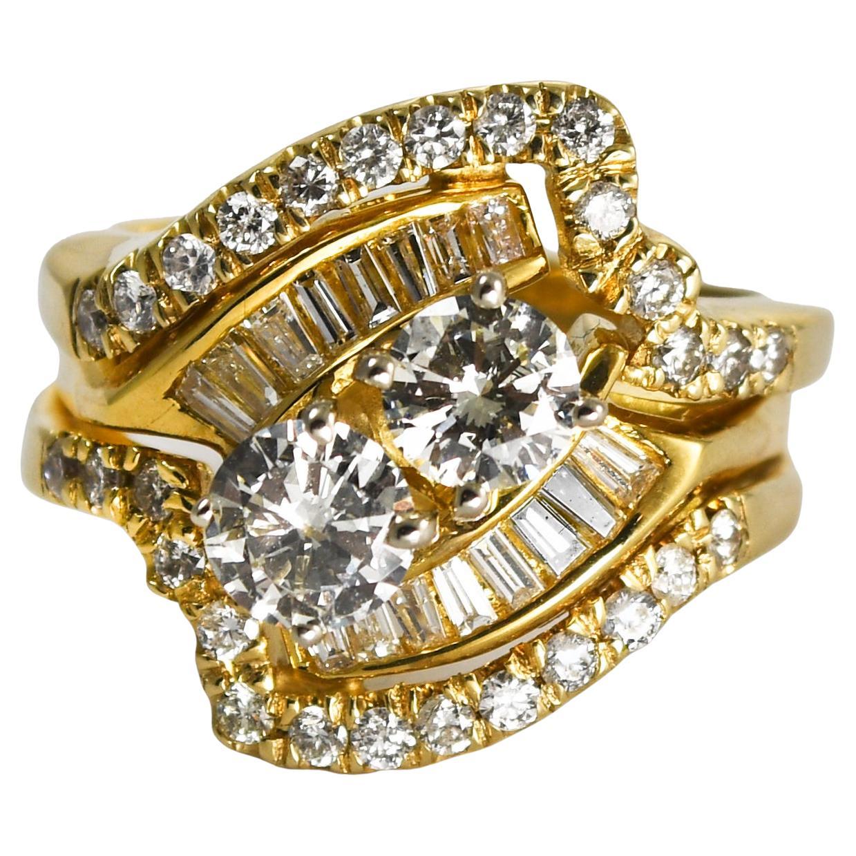 Damen 18 Karat Gelbgold Diamantring 2,80 Karat Gesamtgewicht Diamant