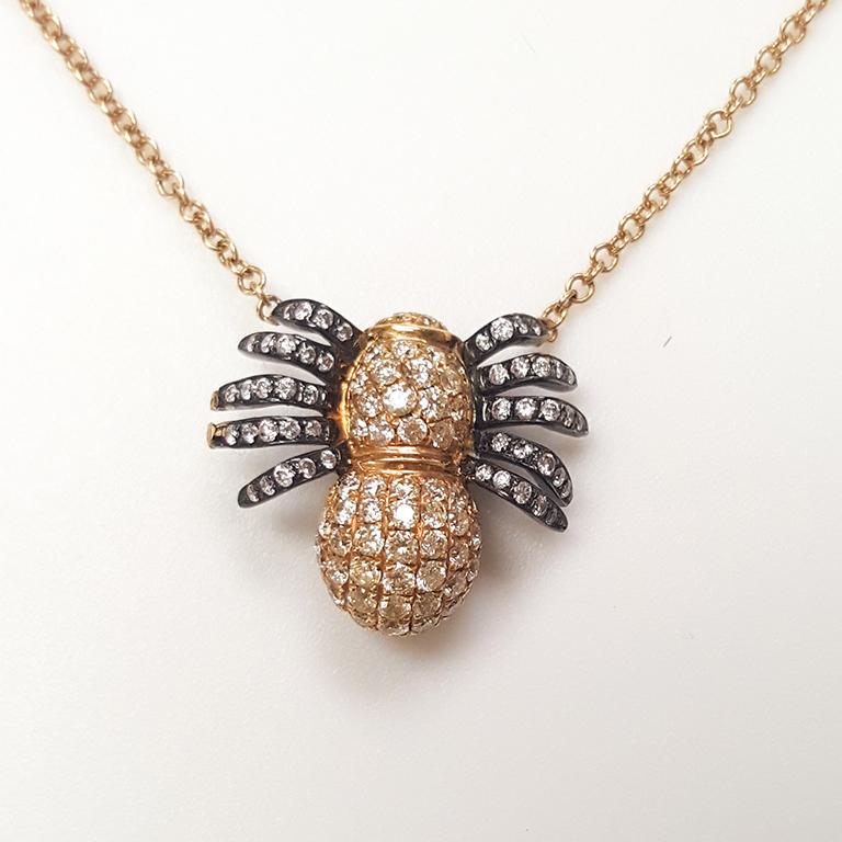 This ladies 18k yellow gold round diamond spider pendant has 0.80ct of perfectly matched diamonds. 