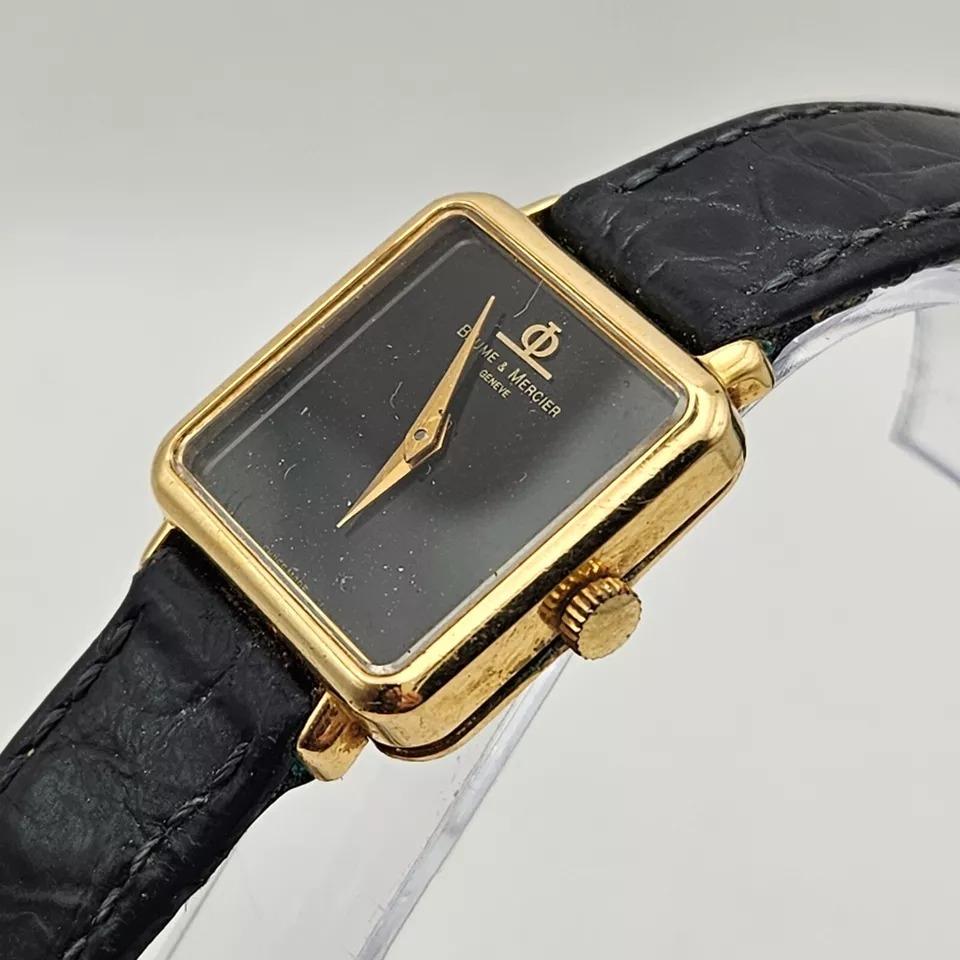 Ladies 18ct Wristwatch by Baume & Mercier Black Onyx Dial For Sale 6