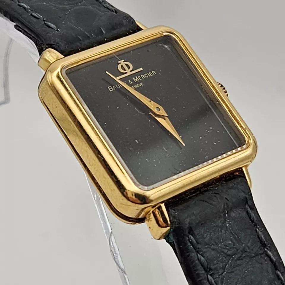Ladies 18ct Wristwatch by Baume & Mercier Black Onyx Dial For Sale 1