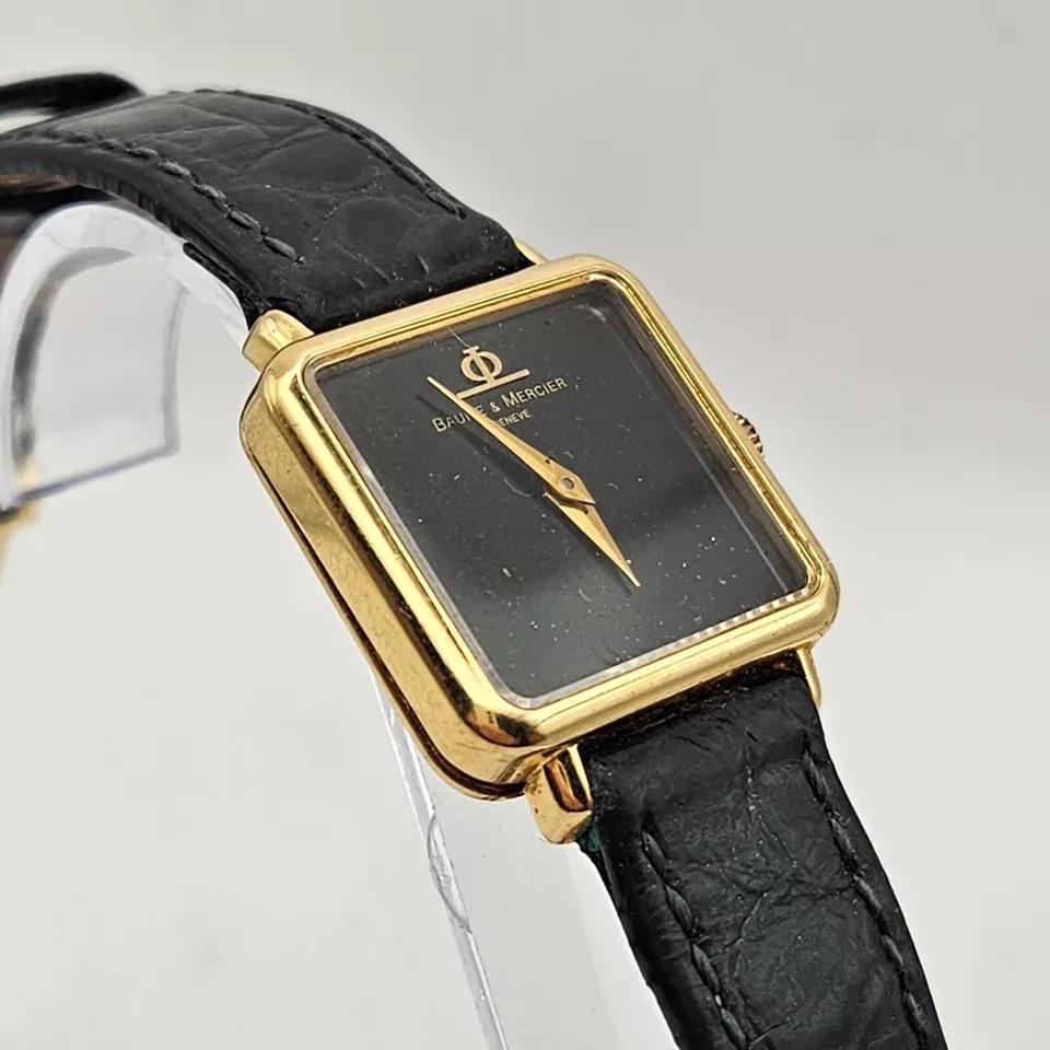 Ladies 18ct Wristwatch by Baume & Mercier Black Onyx Dial For Sale 4