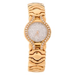 Ladies 18k Gold and  Platinum Diamond  Cuff Watch