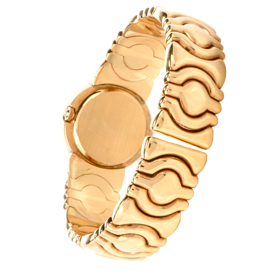 Round Cut Ladies 18k Gold and  Platinum Diamond  Cuff Watch