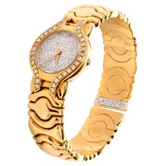 Ladies 18k Gold and  Platinum Diamond  Cuff Watch
