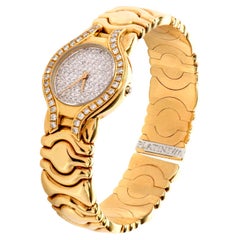 Ladies 18k Gold and Platinum Diamond Cuff Watch