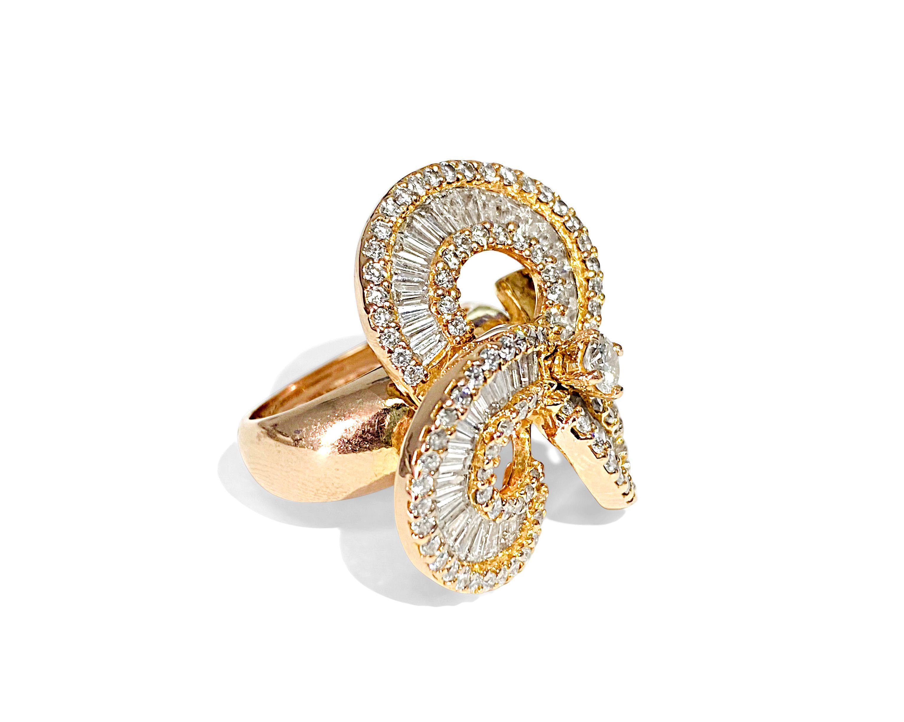 Ladies 18K Rose Gold, 5.00ct VS Diamond Cluster Ring In Excellent Condition For Sale In Miami, FL