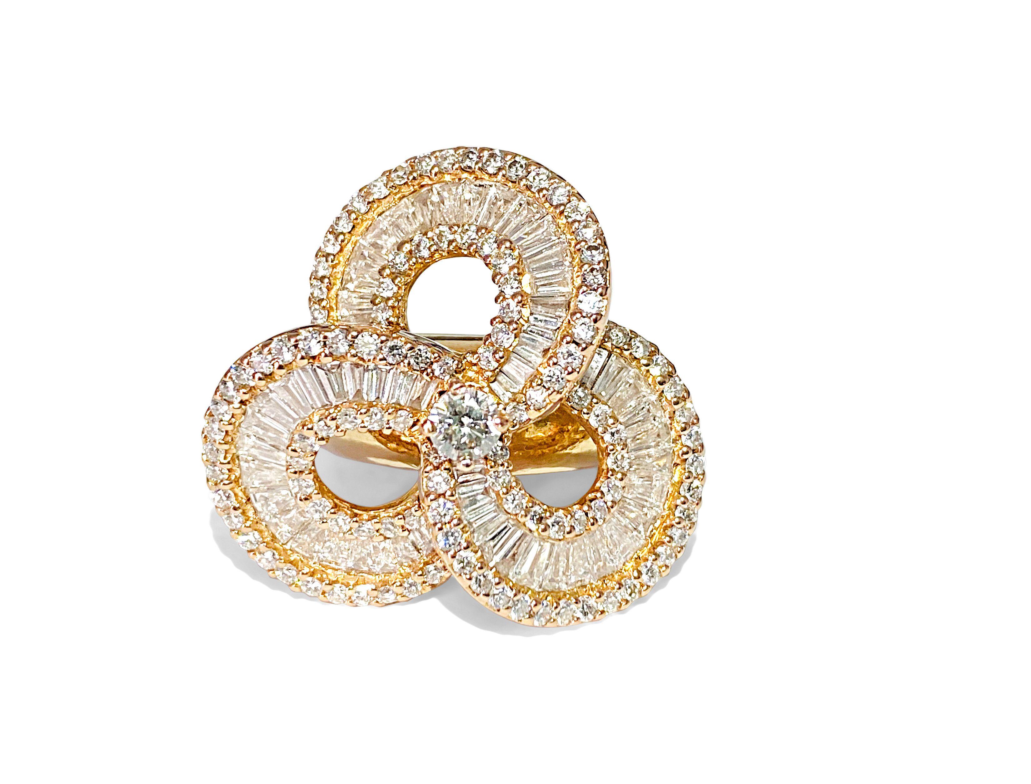 Women's Ladies 18K Rose Gold, 5.00ct VS Diamond Cluster Ring For Sale