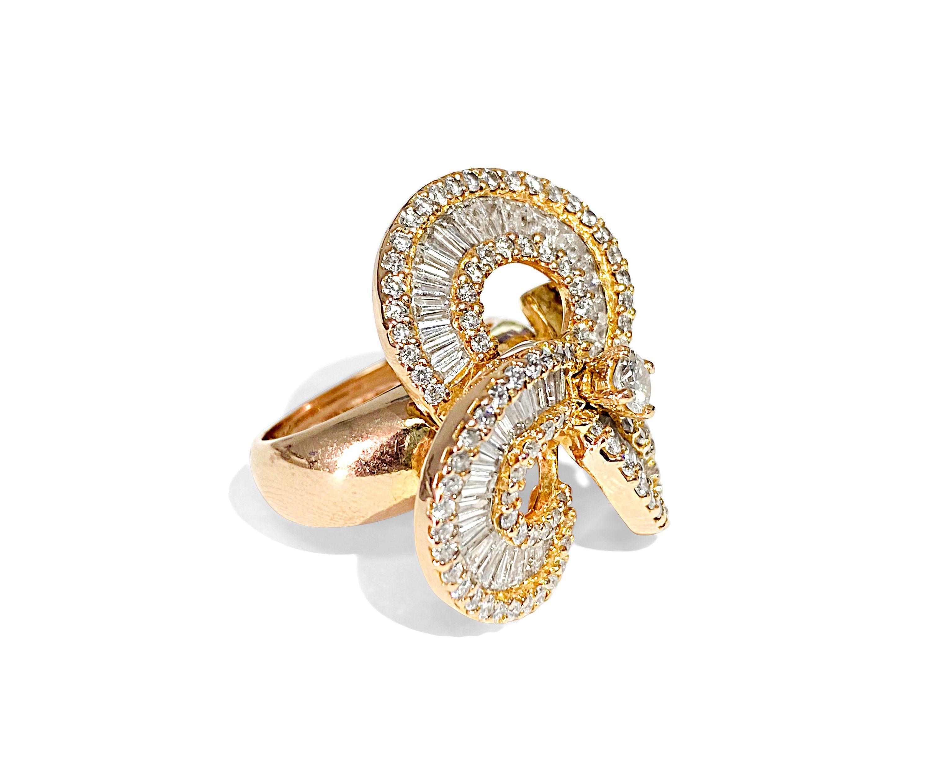 Ladies 18K Rose Gold, 5.00ct VS Diamond Cluster Ring For Sale 1