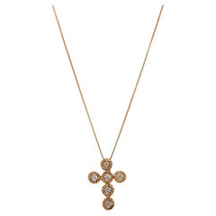 Collana da donna in oro rosa 18K con castone intrecciato e ciondolo con diamante incastonato