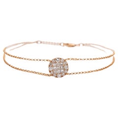 Damen 18 Karat Roségold Doppelstrang Kreis Pave Diamant-Gliederarmband