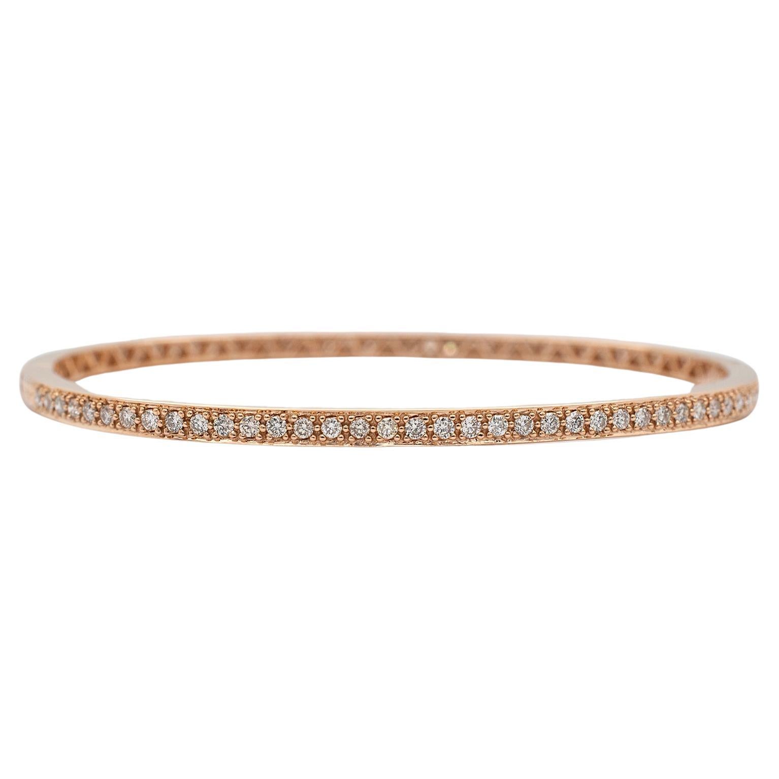 Bracelet jonc d'éternité en or rose 18 carats avec pavé de diamants pour femmes