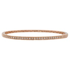 Bracelet jonc d'éternité en or rose 18 carats avec pavé de diamants pour femmes