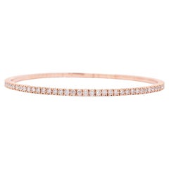 Ladies 18k Rose Gold Natural Diamonds Flexible Tennis Bracelet Bangle 2.33ctw