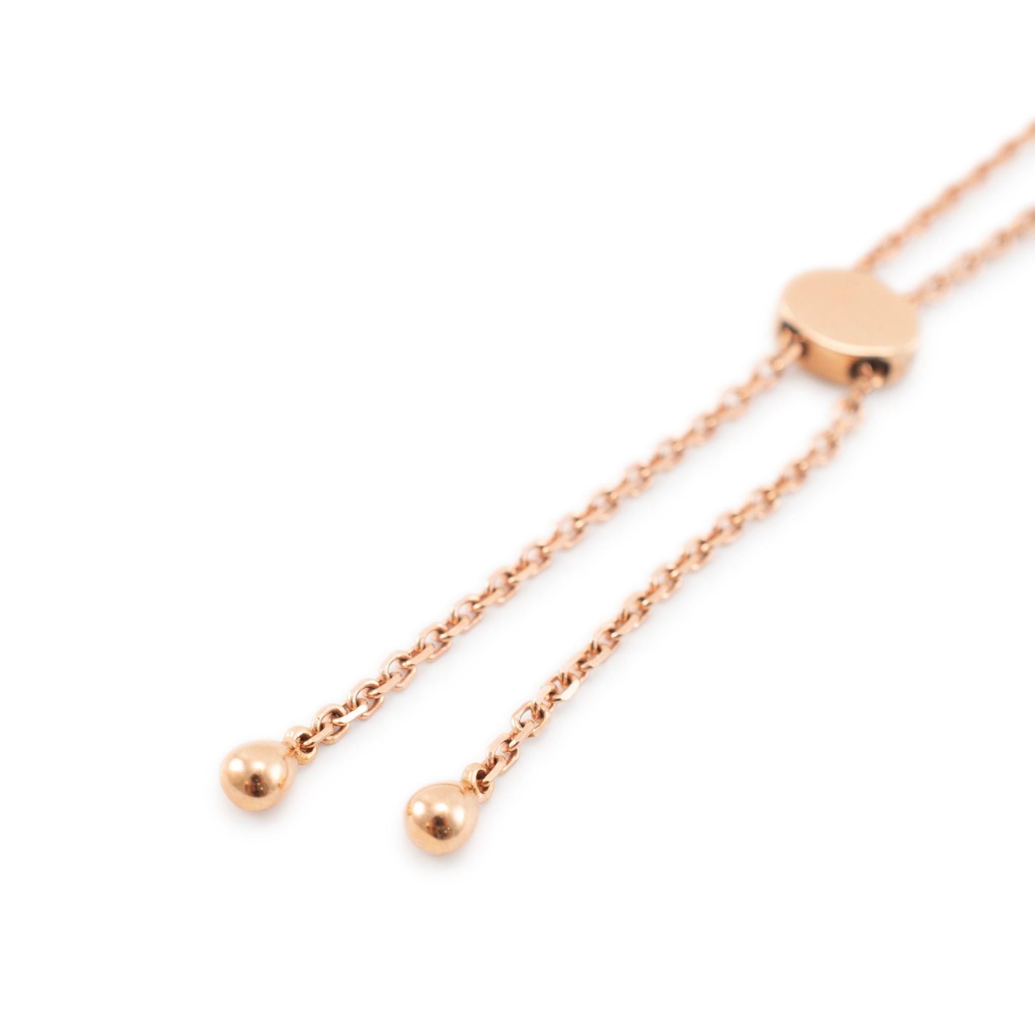 Ladies 18K Rose Gold Triangle Pave Diamond Verstellbares Bolo Link Armbänder Damen