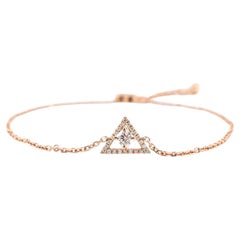Ladies 18K Rose Gold Triangle Pave Diamond Adjustable Bolo Link Bracelet