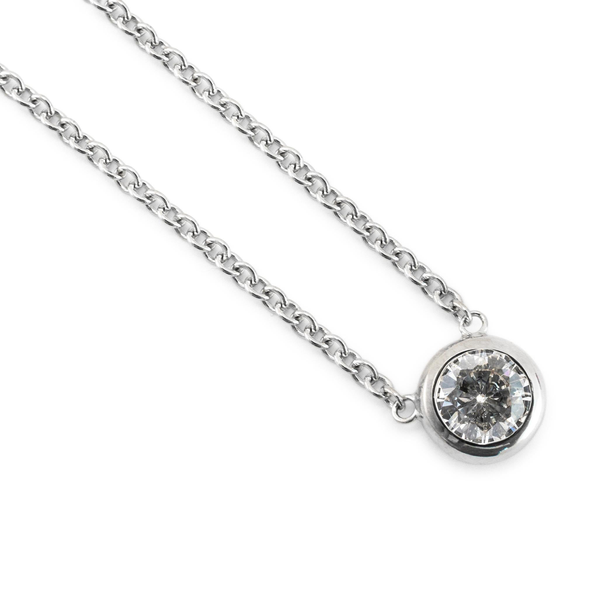 Damen 18K Weißgold Lünette Set 0,46ct Runde Brillant Diamant Anhänger Halskette (Rundschliff) im Angebot