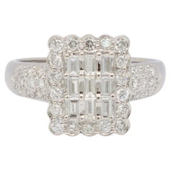 Anello da cocktail con pavé di diamanti in oro bianco 18 carati per donna