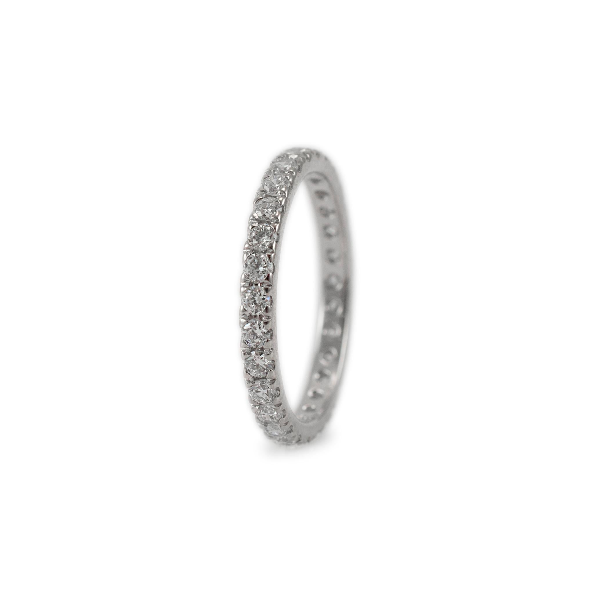 Round Cut Ladies 18K White Gold Full Eternity Diamond Wedding Band