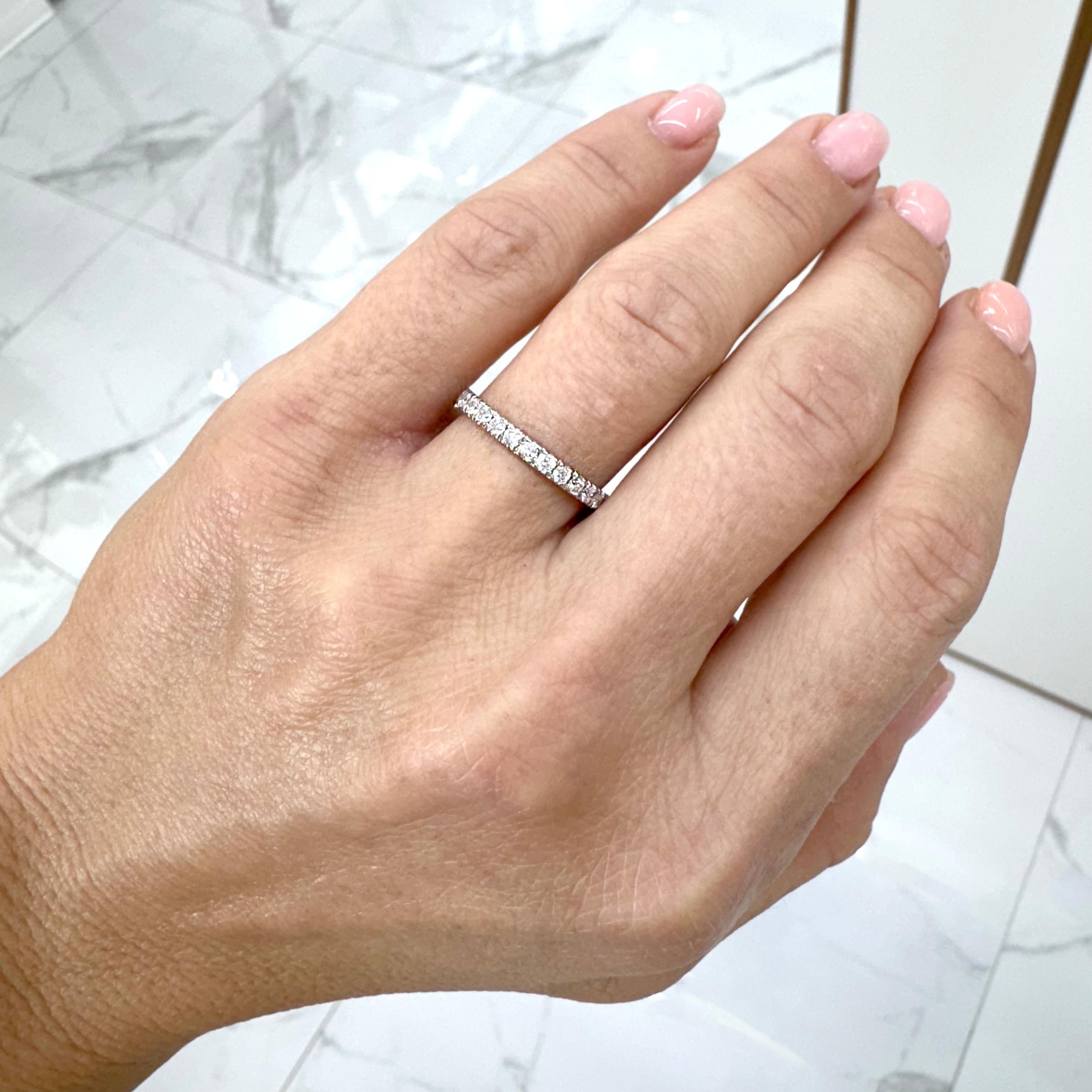 Women's Ladies 18K White Gold Full Eternity Diamond Wedding Band